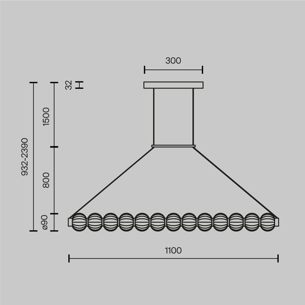 Lustra din Metal Auriu si Sticla Transparent H312.2xL110cm Amulet