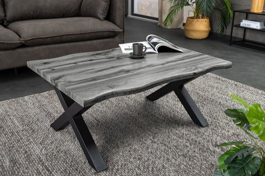 Masuta de cafea din MDF Gri si Metal Negru L90xH39cm WILD