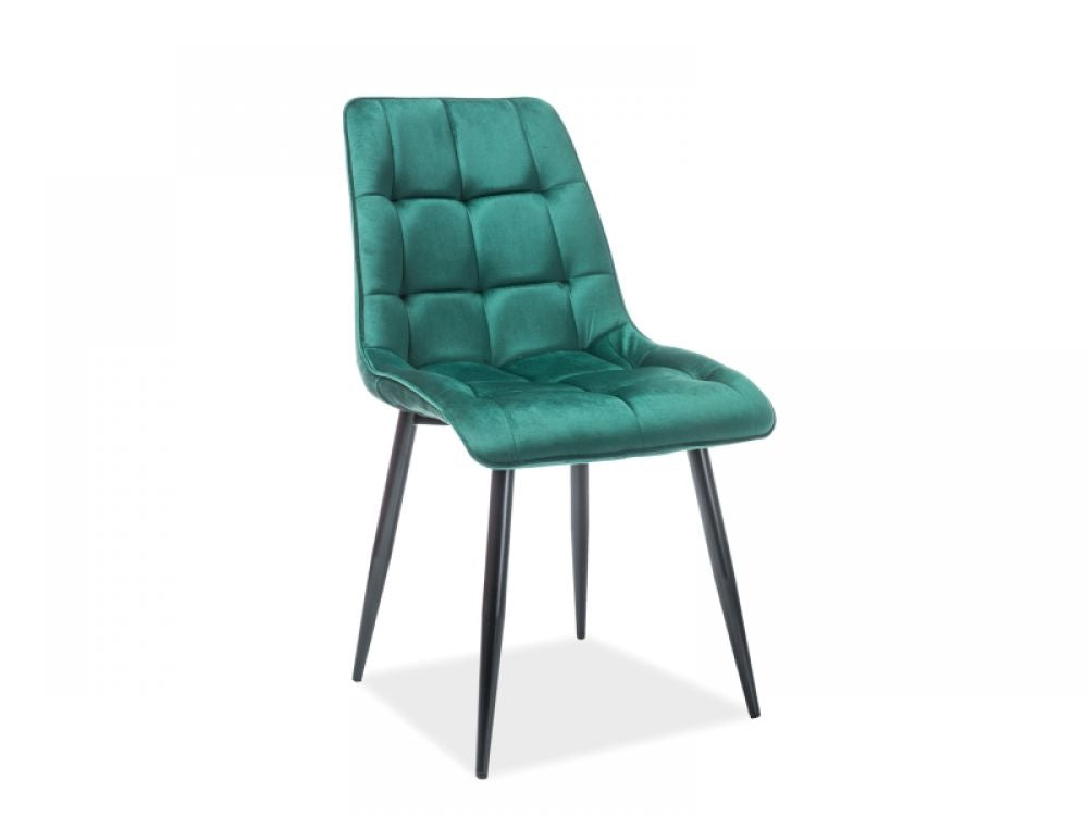 Scaun din Catifea si Metal Verde/Negru H88xL50xA43cm Chic