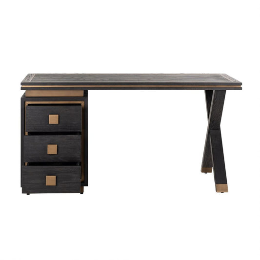 Birou din Lemn masiv de stejar Negru L150xH76cm Hunter Richmond Interiors