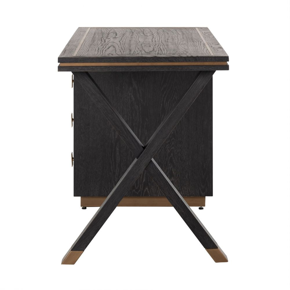 Birou din Lemn masiv de stejar Negru L150xH76cm Hunter Richmond Interiors
