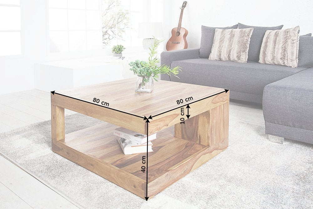Masuta de cafea patrata din lemn masiv Maro L80xH40cm Giant