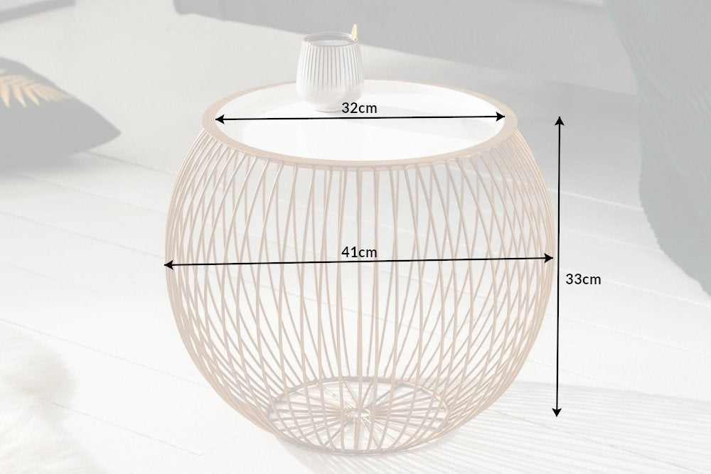 Masuta de cafea rotunda din Metal Auriu D41xH33cm Basket