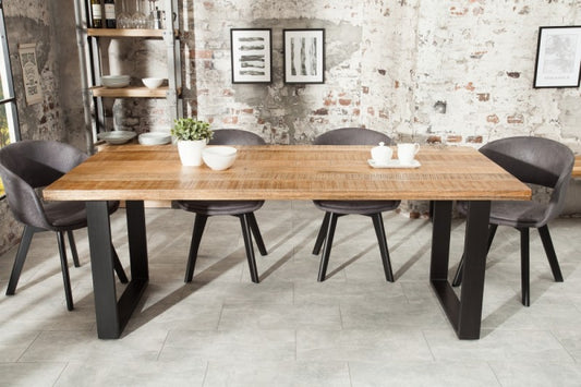 Masa dreptunghiulara din Lemn de mango Maro/Negru de 6 persoane L160x90cm Iron Craft