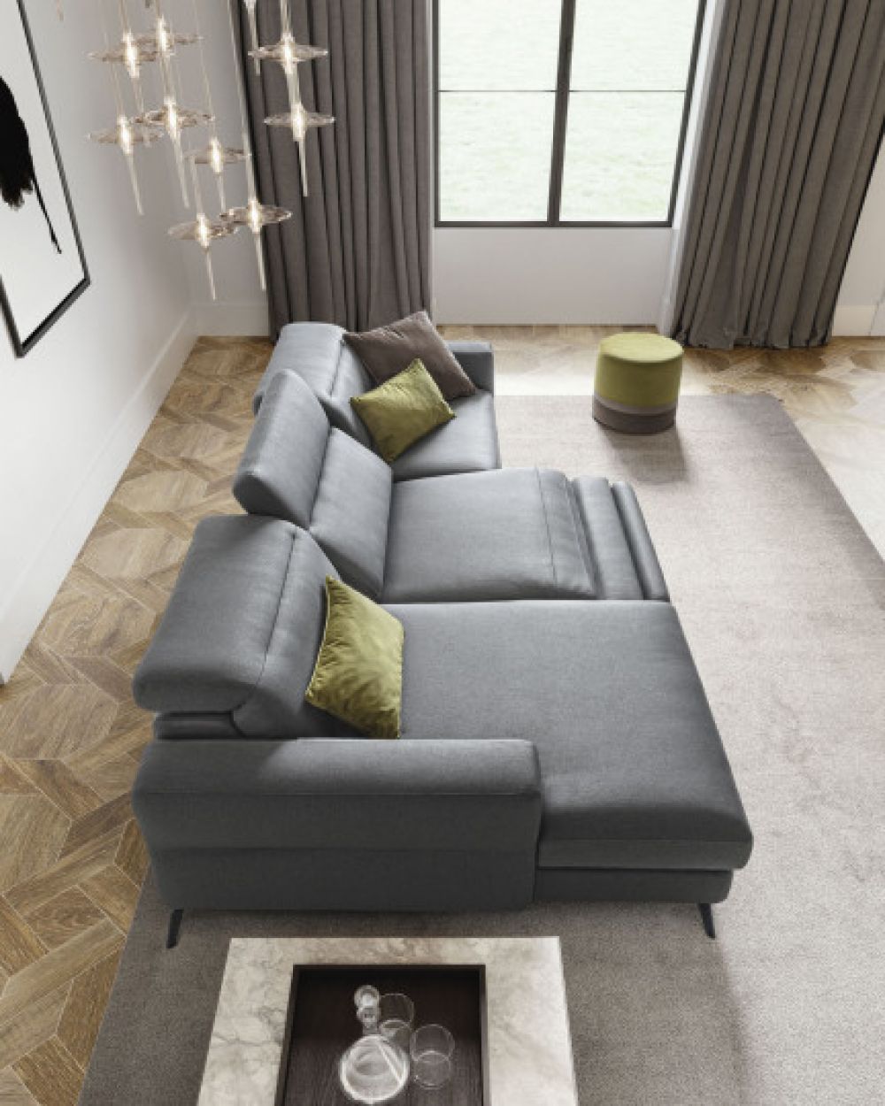 Coltar cu functie de relaxare 3 locuri Gareth stil Modern L289cm