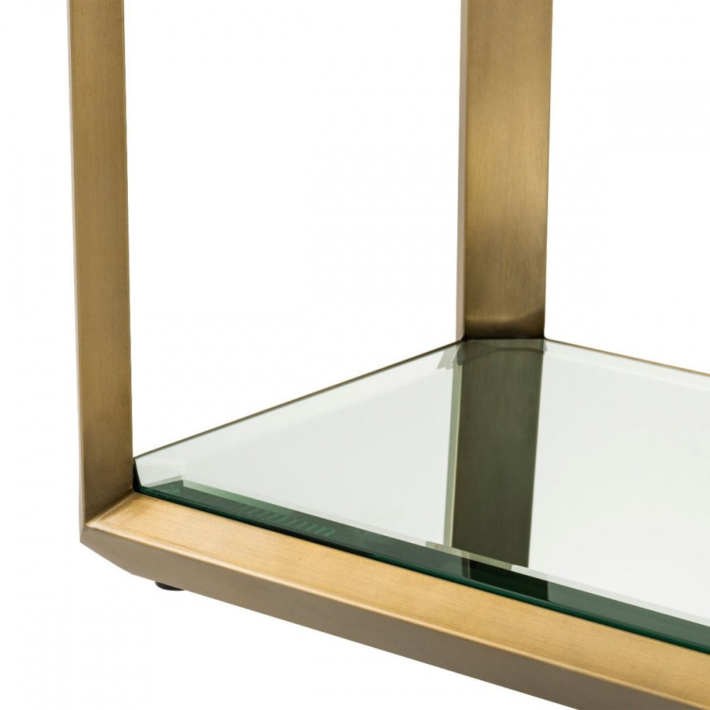 Consola din Sticla securizata si Alama transparent/Auriu CALLUM L150xH78cm