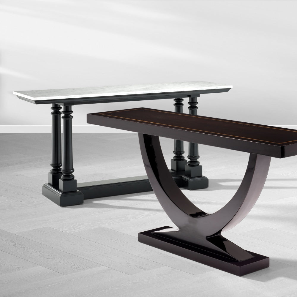 Consola din marmura si Metal Alb/Negru WALFORD L160xH81cm