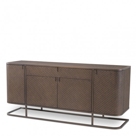 Comoda din Lemn masiv de stejar si Otel inoxidabil Maro/Auriu NAPA VALLEY L170xH75cm