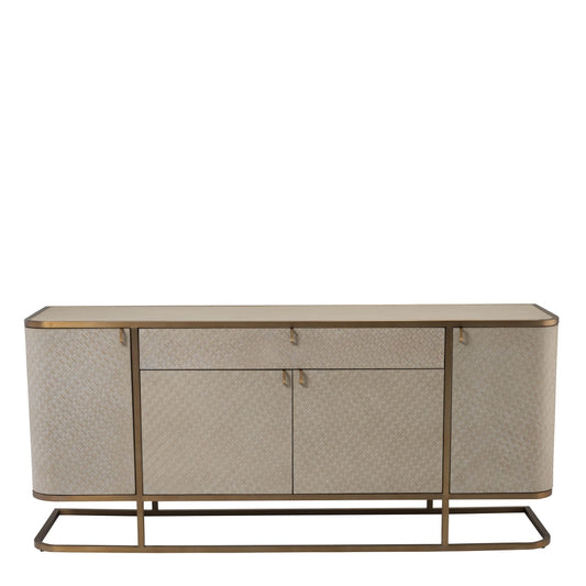 Comoda din Lemn masiv de stejar si Otel inoxidabil crem/Auriu NAPA VALLEY L170xH75cm