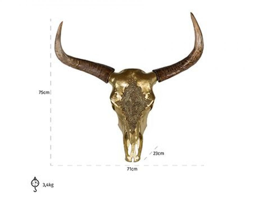 Obiect decorativ Bison Jaylee din polirasina Richmond Interiors Auriu L75xH58cm