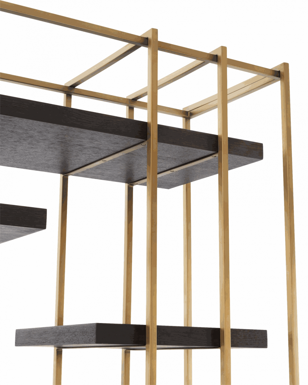 Etajera din Lemn masiv de stejar si Alama Negru/Auriu WARD L166xH222cm