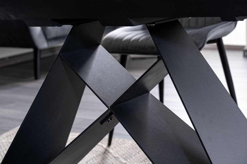 Masa extensibila dreptunghiulara din Ceramica si Metal Alb/Negru Westin SC L120-160xH76cm