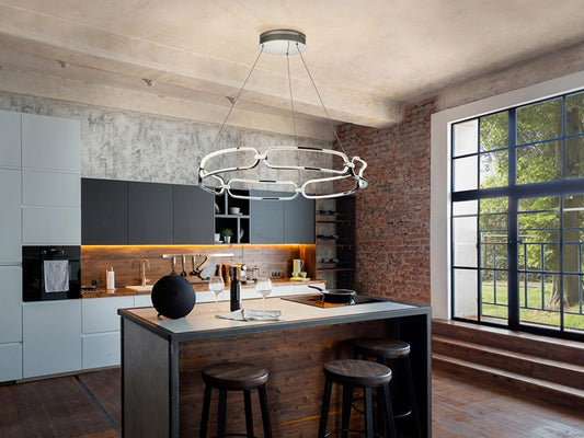 Lustra Rotunda din Metal Argintiu D80xH140 Colette