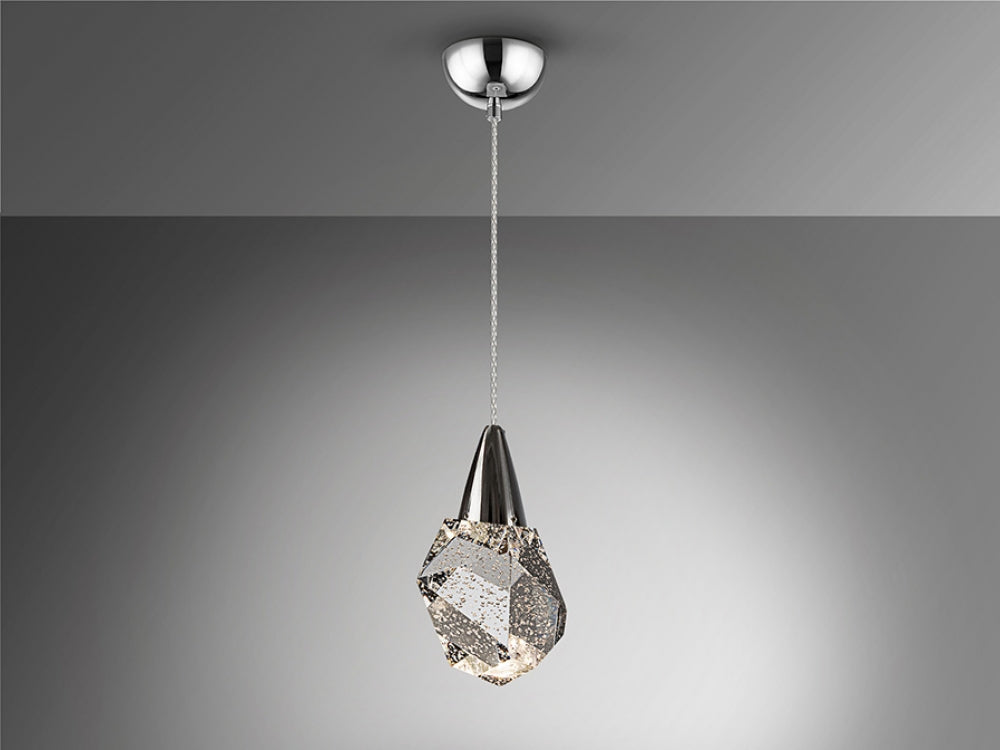 Pendul din Metal si Sticla Argintiu/Transparent D12xH140cm Aquaria