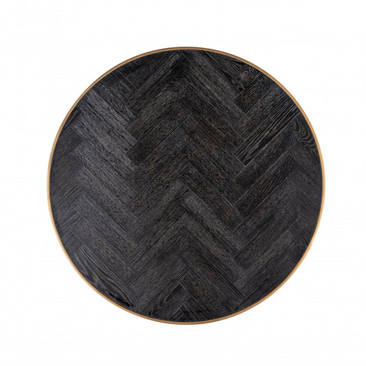 Set 2 masute de cafea Rotunda din Otel inoxidabil si Lemn de stejar Auriu antichizat/Negru D92/74xH37/42cm Blackbone Richmond Interiors