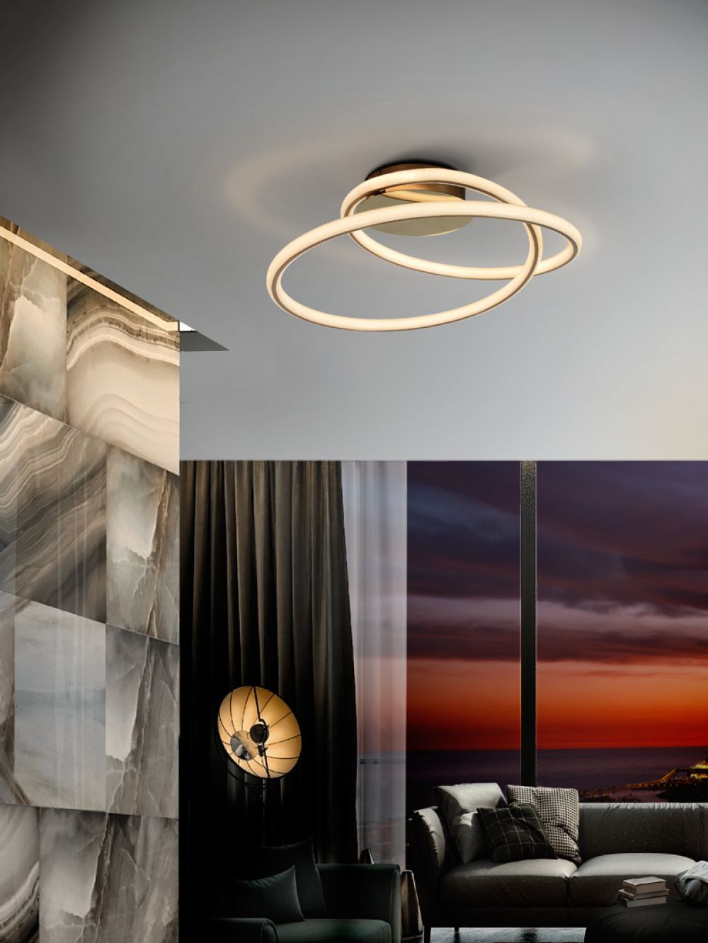 Plafoniera rotunda din Aluminiu Auriu cu LED D52xH22cm Tube