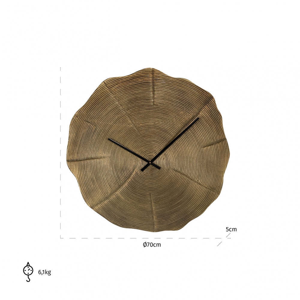 Ceas Asimetric de Perete din Aluminiu Auriu D70cm Alien Richmond Interiors
