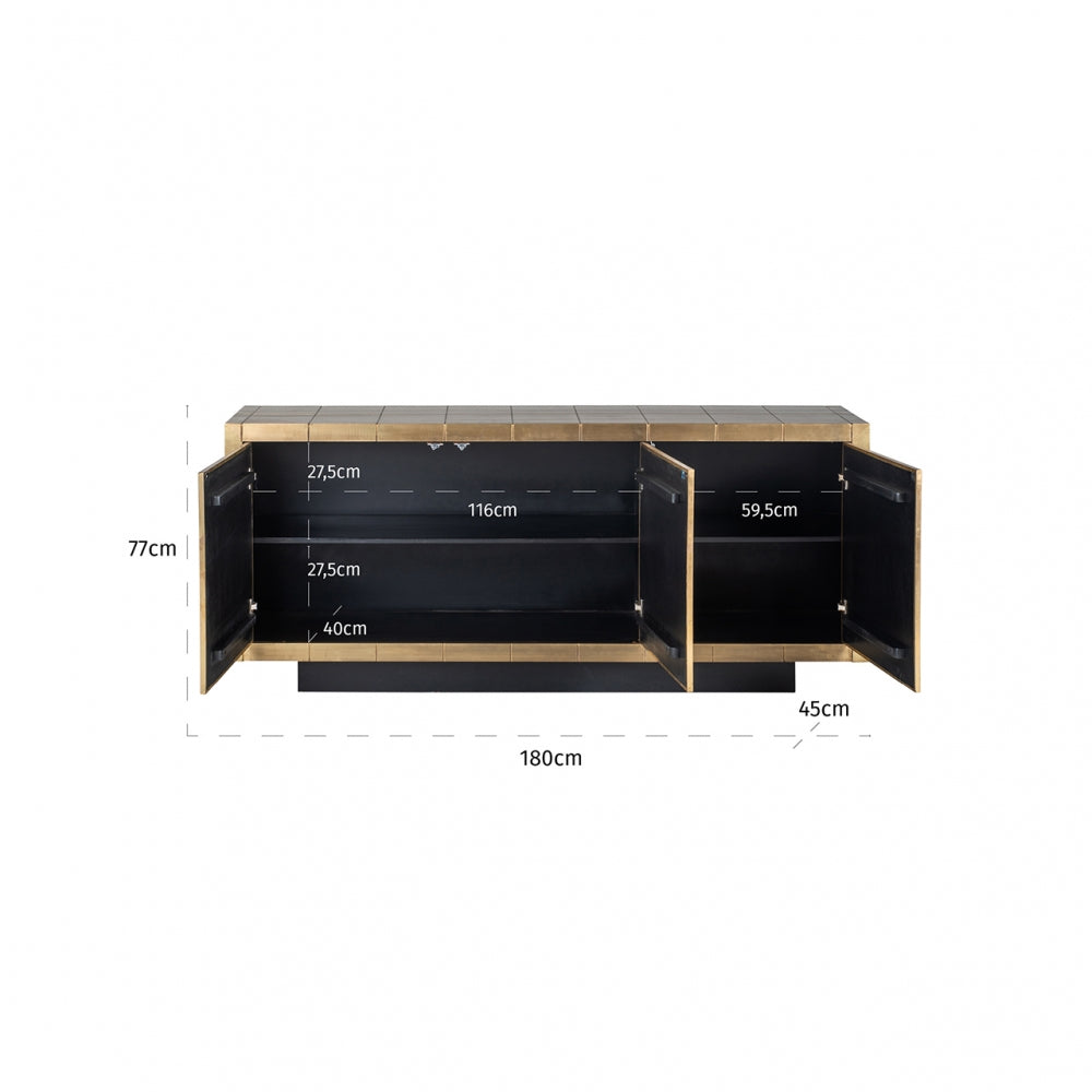 Comoda din Metal si MDF Auriu antichizat/Negru L180xH77cm Collada Richmond Interiors