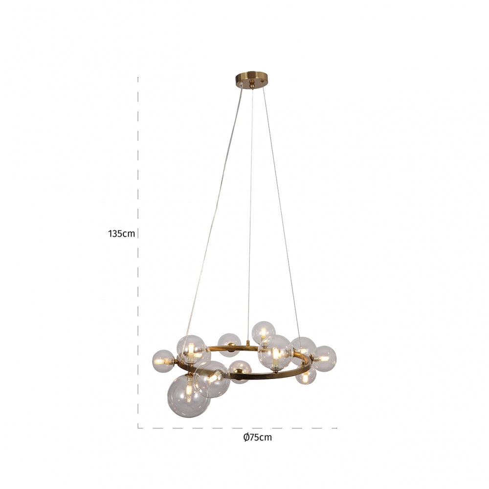 Lustra din Metal si Sticla Auriu/Transparent D75xH135cm Yosie Richmond Interiors