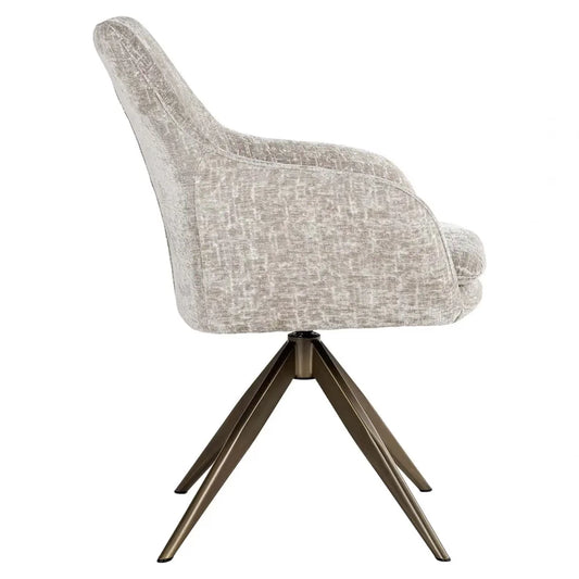 Scaun tapitat cu Stofa Bej cu picioare din Metal Alama H87xL63xA66cm Lisonne