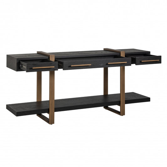 Comoda din Metal si Furnir de stejar Bronz/Negru L180xH80cm Cambon Richmond Interiors