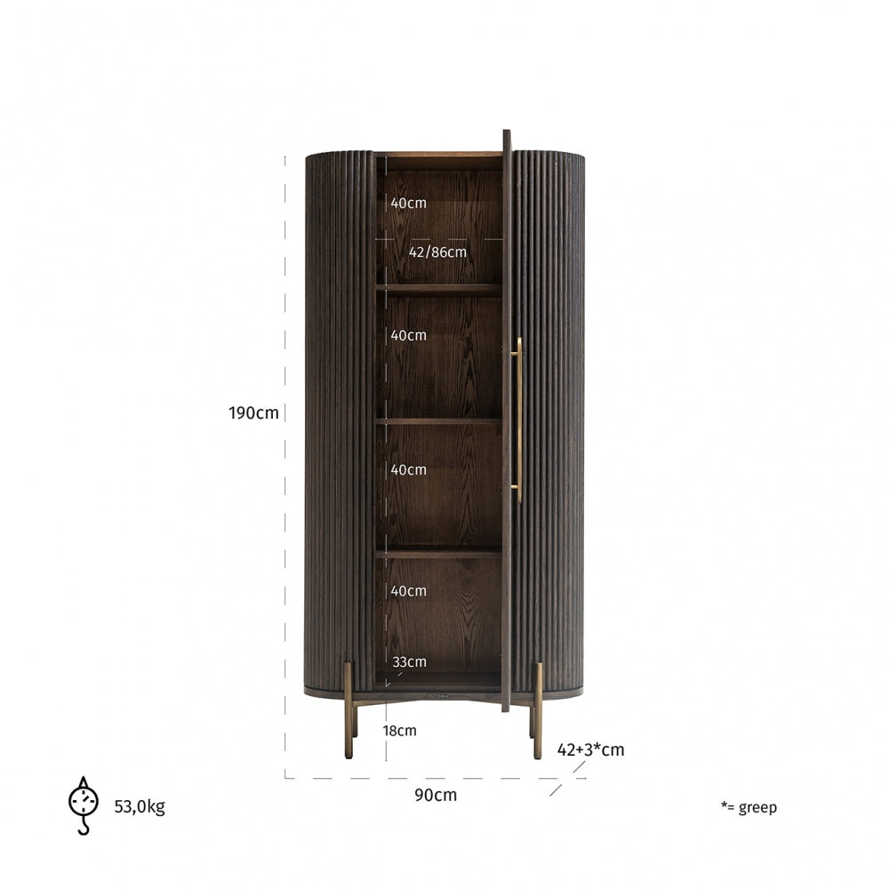 Dulap din Metal si Lemn de stejar Bronz/Maro L90xH190cm Luxor Richmond Interiors