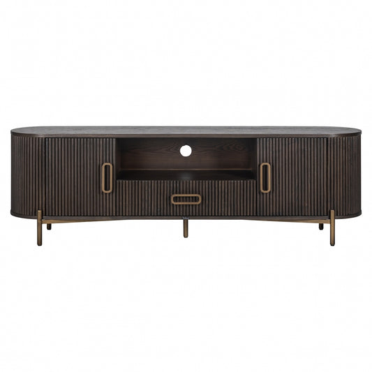 Comoda TV din Metal si Lemn de stejar Bronz/Maro L182xH56cm Luxor Richmond Interiors