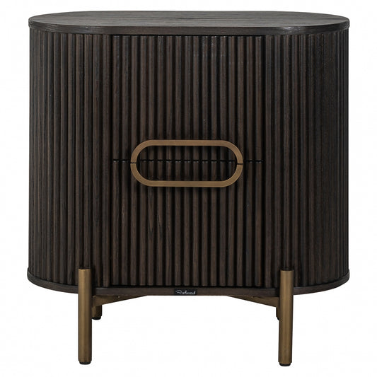 Noptiera din Metal si Lemn de stejar Bronz/Maro L60xH60cm Luxor Richmond Interiors