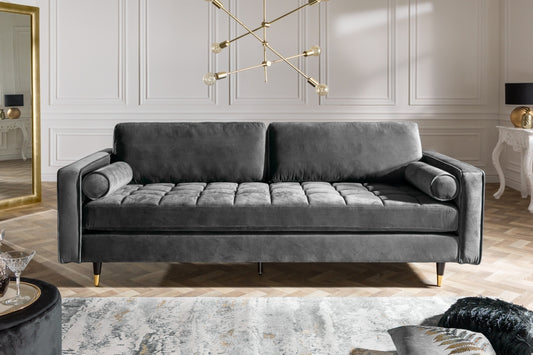 Canapea fixa tapitata cu Catifea Gri L220cm Cozy