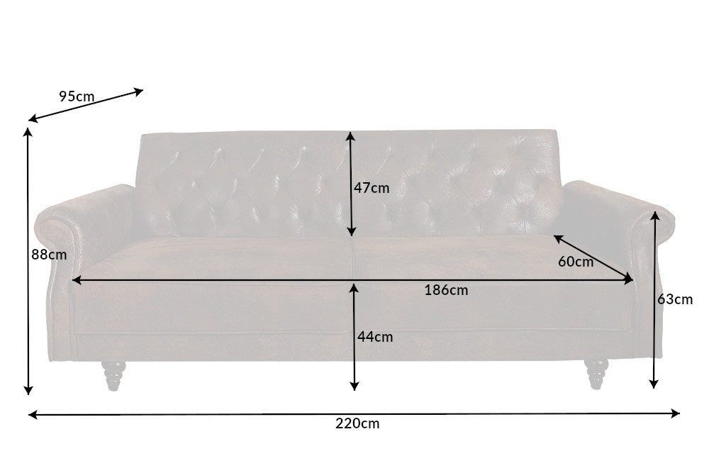 Canapea extensibila din Microfibra Maro L220cm Maison Belle Affaire