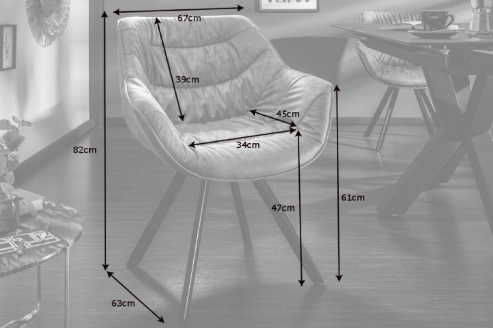 Scaun tapitat cu Catifea Gri cu picioare din Metal Negru H82xL67xA63cm The Dutch Comfort