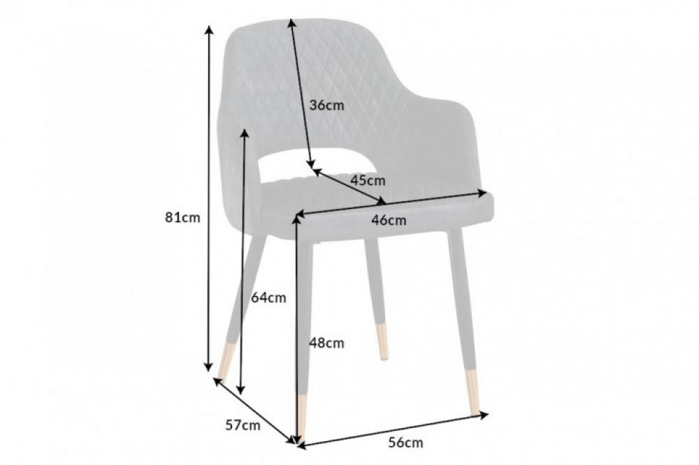 Set 2 scaune tapitat cu Catifea Gri inchis cu picioare din Metal Negru/Auriu H81xL56xA57cm Paris