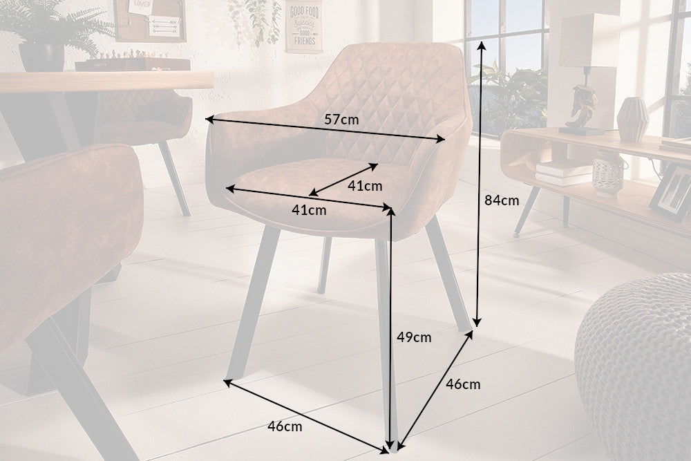 Set 2 scaune tapitat cu Microfibra Maro cu picioare din Metal Negru H84xL57xA46cm Palermo