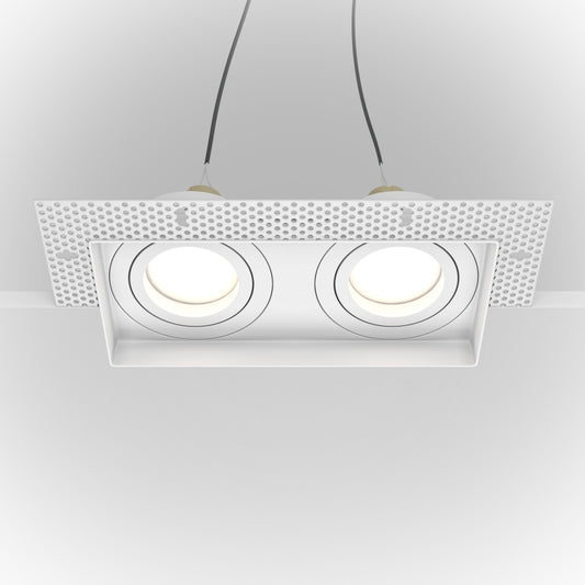 Spot dublu incastrat din Aluminiu Alb GU10 50W L23xH4cm Atom