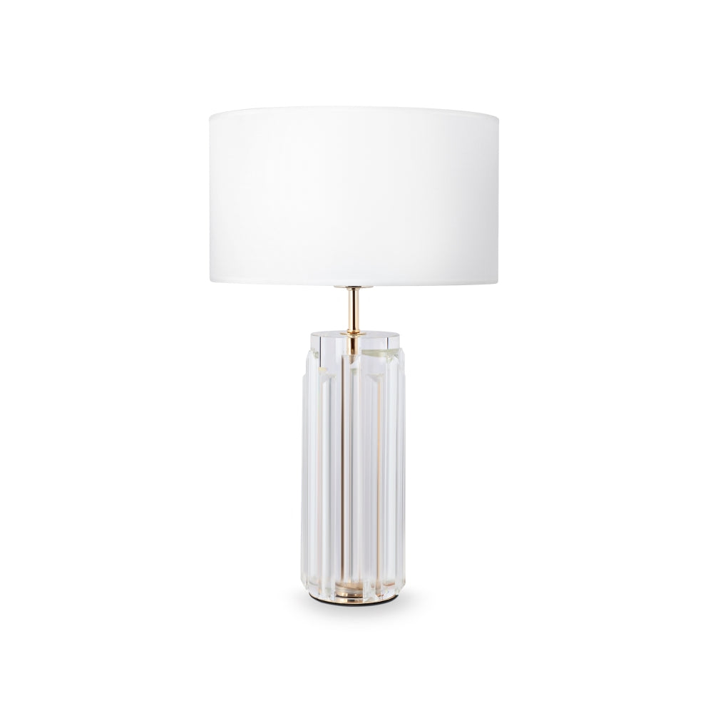 Veioza din Metal si Bumbac Auriu/Alb cu 1 bec E27 60W D32xH52cm Muse