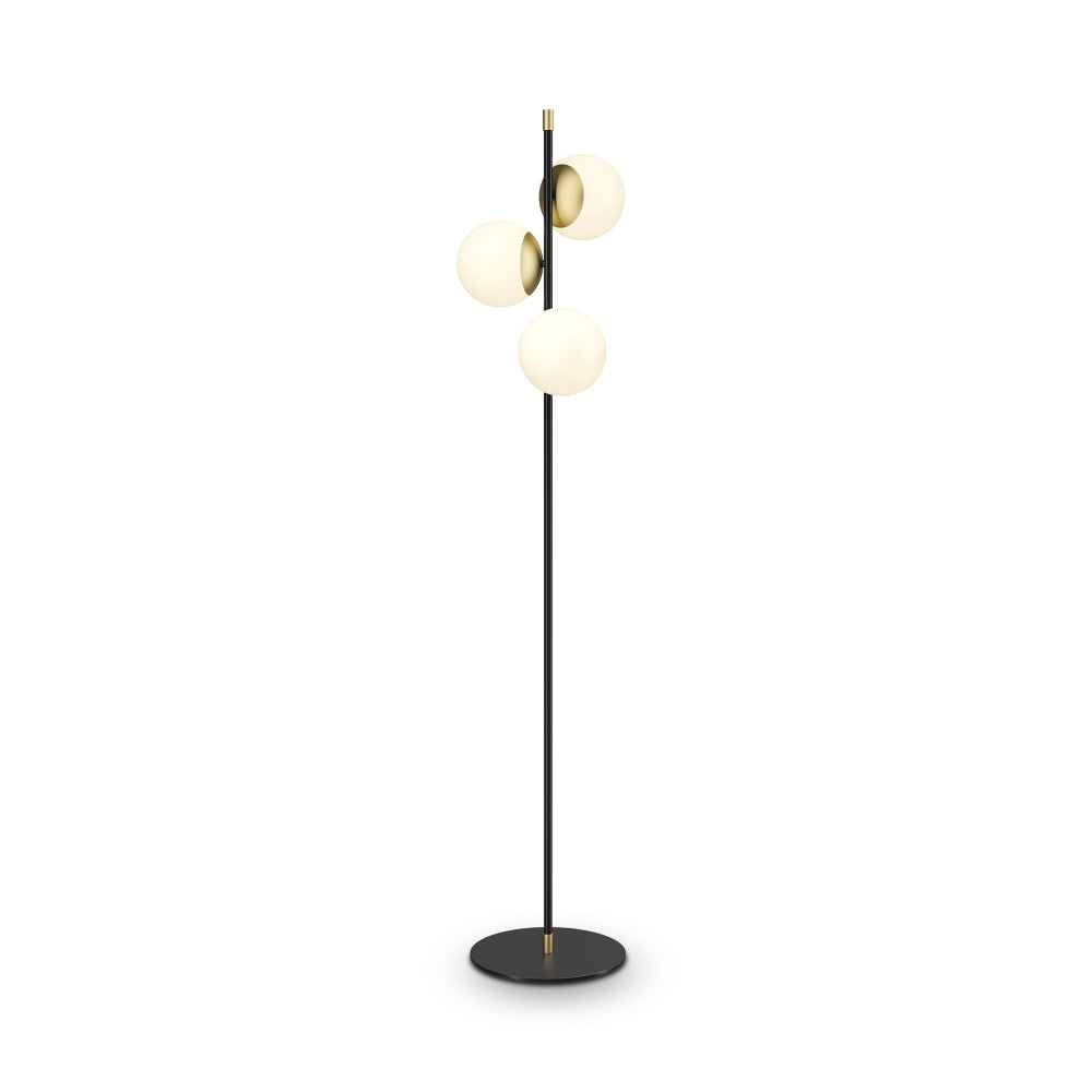 Lampa de podea din Metal si Sticla Auriu mat/Alb cu 3 becuri E14 40W D38xH150cm Nostalgia