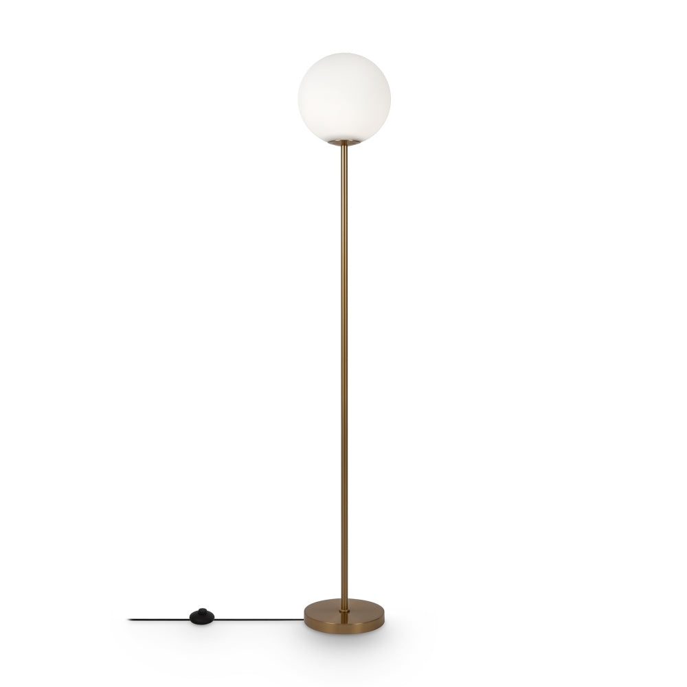 Lampa de podea din Metal si Sticla Alama/Alb cu 1 bec E27 60W D25xH155cm Ring