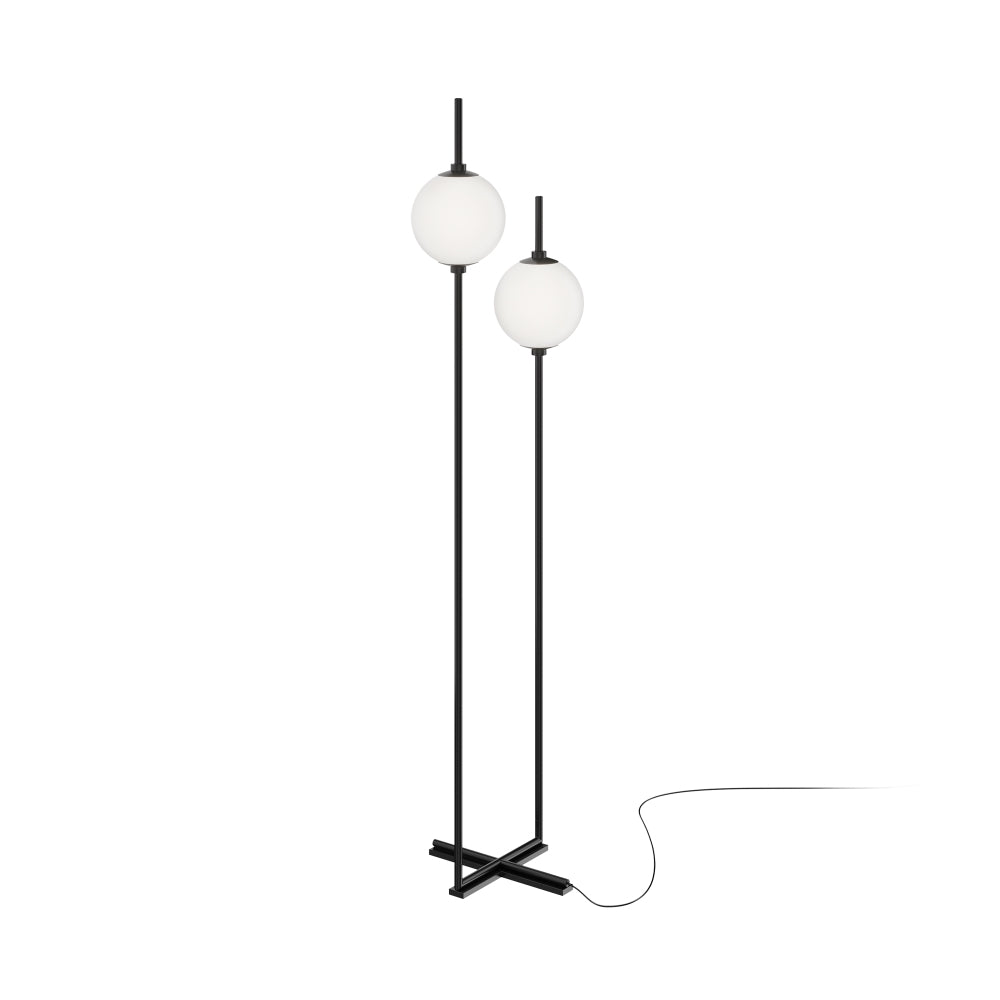 Lampa de podea din Metal si Sticla Negru/Alb 12W 750lm 3000k L32xH150cm The Sixth Sense