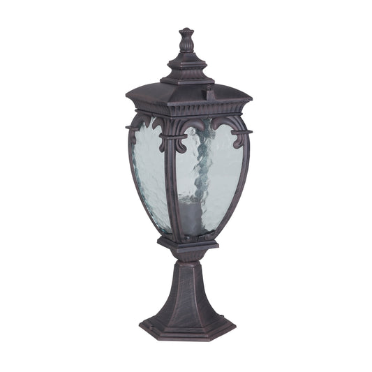 Stalp de iluminat exterior din Aluminiu Bronz antichizat cu 1 bec E27 60W D15xH49cm Fleur