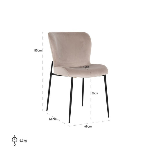 Set 2 Scaune din Catifea si Metal Bej/Negru H85xL49xA64cm Darby Richmond Interiors