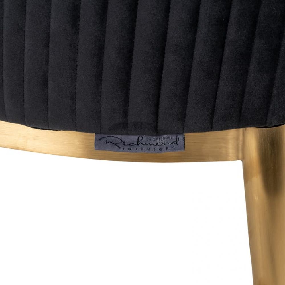 Scaun tapitat cu Catifea Gri antracit cu picioare din Metal Auriu H86xL57xA65cm Breeze Richmond Interiors