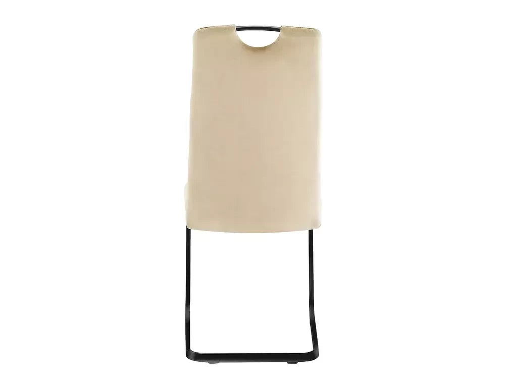 Set 2 scaune tapitate cu Catifea Bej cu picioare din Metal Negru H101xL43xA61cm Axo