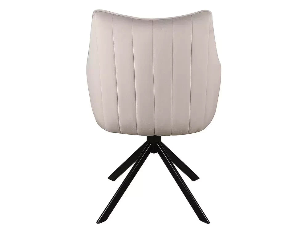 Scaun rotativ tapitat cu Catifea Gri deschis cu picioare din Metal Negru H86xL61xA58cm Azalia