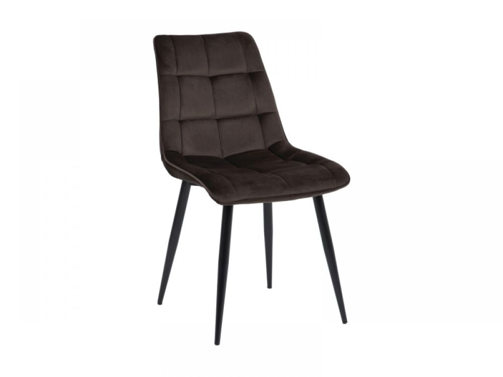 Set 2 Scaune tapitate cu Catifea Maro cu picioare din Metal Negru H88xL50xA58cm Chic