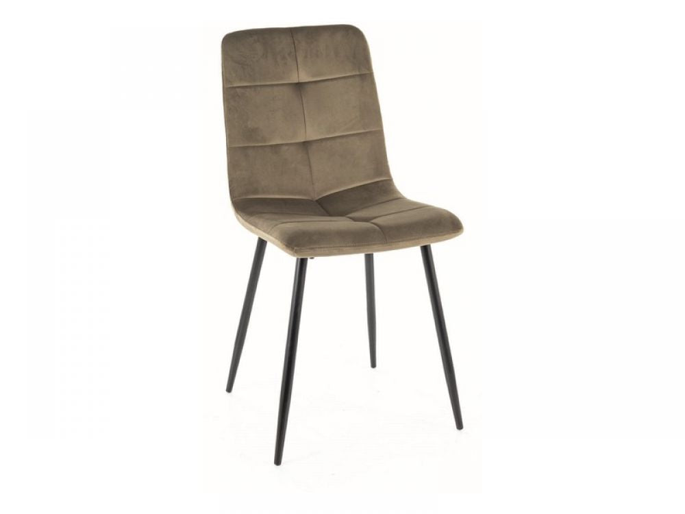 Set 2 Scaune tapitate cu Catifea Verde masliniu cu picioare din Metal Negru H91xL45xA52cm Ivo