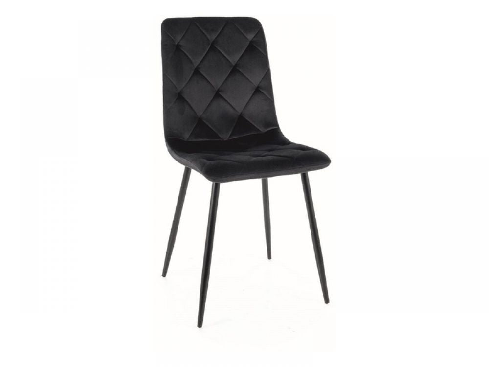 Set 2 Scaune tapitate cu Catifea Negru cu picioare din Metal Negru H91xL45xA52cm Jerry
