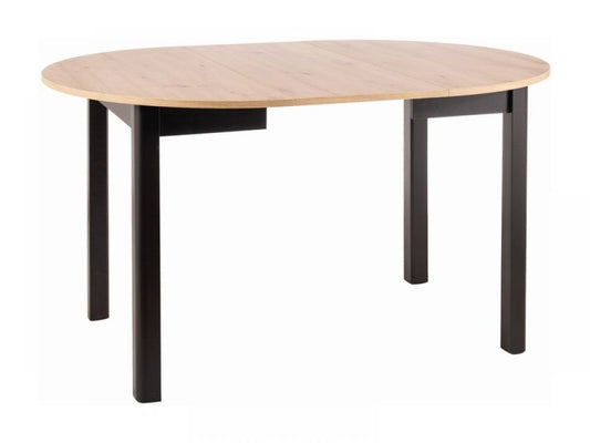 Masa extensibila cu blat din PAL nuanta stejar artizanal cu picioare din PAL Negru L102-144cm Dante
