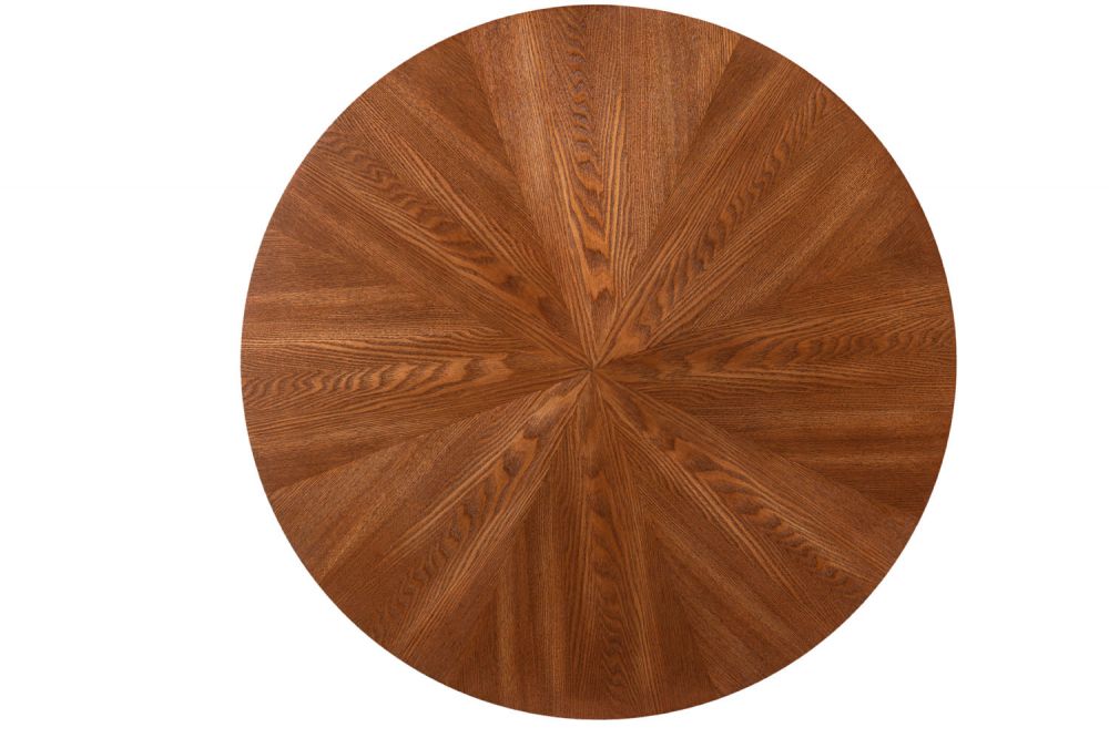 Masa rotunda cu blat din MDF cu furnir din lemn de nuc si picioare din Metal Negru D100xH76cm Amadeo