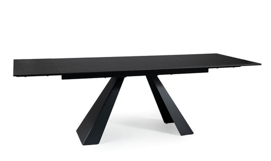 Masa extensibila cu blat din Sticla securizata Negru cu picioare din Metal Negru L160x240cm Salvadore