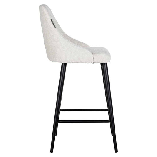 Set 2 scaune de insula tapitat cu Stofa Alb cu picioare din Metal Negru H98xL48xA56cm Brooke Richmond Interiors